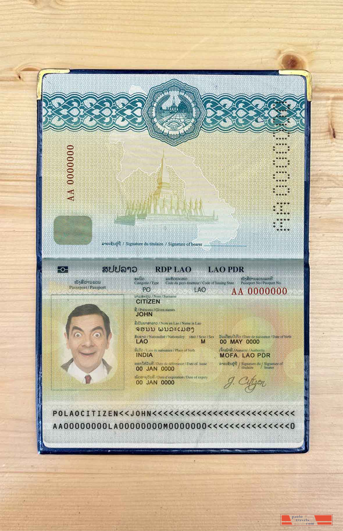 Laos passport photo look PSD template